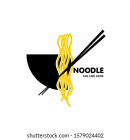 Logo Japanese Ramen with chopsticks , Noodle and food logo template