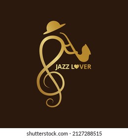 logotipo de los amantes del jazz con logotipo de los amantes del jazz saxofón