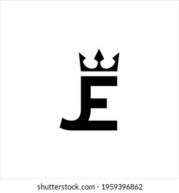 logo JE or EJ with crown icon vector.	