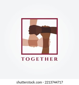 logo join hands for cooperation and strengthen each other