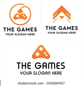 The logo with joystick circle triangle keypad orange vector suitable for games recreational platform virtual business