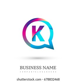 logo K letter colorful on circle chat icon. Modern logo design for your application or company identity.