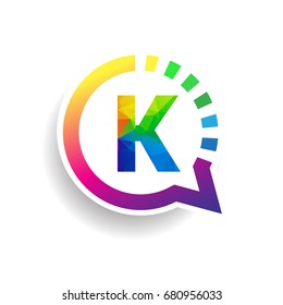 logo K letter colorful on circle chat icon. Vector design for your application or company identity.