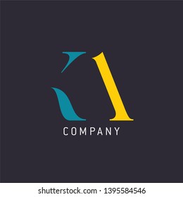 Logo KA letters. Company logo. Design for KA. Monogram logo