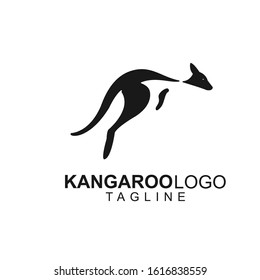 logo kangaroo animals design vector icon silhouette australia 