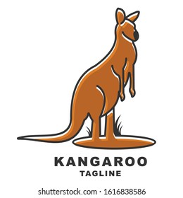 logo kangaroo animals design vector icon silhouette australia 