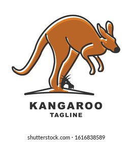 logo kangaroo animals design vector icon silhouette australia 