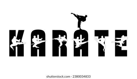 Logo karate silhouette vector. Boxing and competition silhouettes vector image,