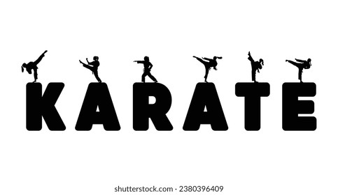 Logo karate silhouette vector. Boxing and competition silhouettes vector image,