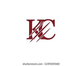 the logo of the KC letter with the style of scratching the incision