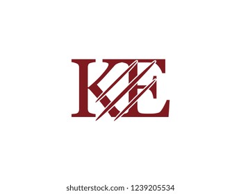 the logo of the KE letter with the style of scratching the incision