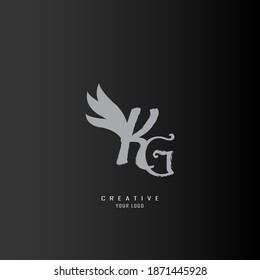 logo kg, gk, logo made with koas scratches, luxurious and elegant