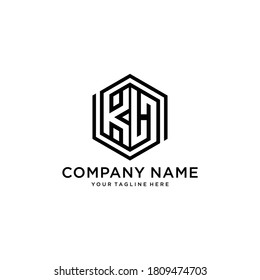Logo KH Hexagon, simple modern icon Initial KH with shape Hexagonal.