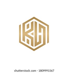 Logo KH Hexagon, einfaches, modernes Symbol Initial KH mit Form Hexagonal.