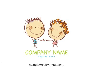 logo kid baby template fun frends children design art business creative vector logo design template cartoon people logo kid baby template fun frends children design art business friendship child kids