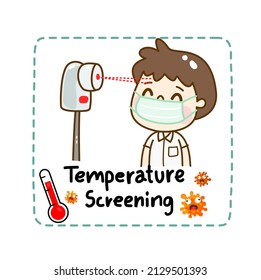 Logo Kid Take Temperature Screening Vector.