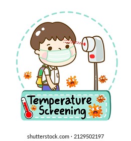 Logo Kid Take Temperature Screening Vector.