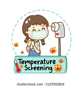 Logo Kid Take Temperature Screening Vector.