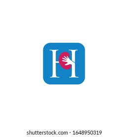logotipo riñón con letra h diseño vectorial