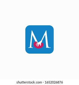 logo kidney with letter m vector design