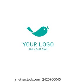 Logo for kid's golf club. The bird in shape of the golf club. Navy on the white background.