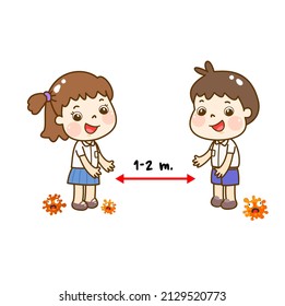 Logo Kids Keep Distancing Vector.