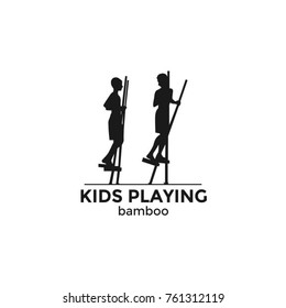 Logo kids playing bamboo