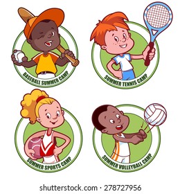 Logo For The Kids Sports Camp. Vector Illustration On White Background.