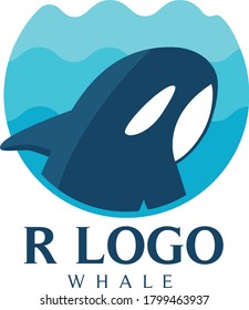 Logo killer whale blue color. Whale icon vector design