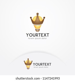 Logo King of ideas, Vector of a bulb with a crown symbol of creativity and ideas. Innovation and Creativity logo template