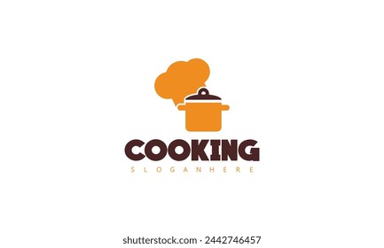 a logo for a kitchen with a pot of cooking on it.