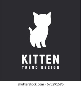 Logo of a kitten in a trending style vector logo of an animal flat art