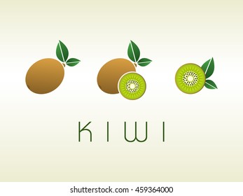 Logo kiwi. Graphic element for ecological products, cosmetics, grocery store. Vector illustration.