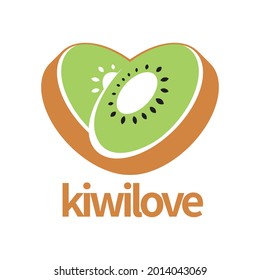 El logo del kiwi se corta y forma en un corazón que representa el amor por los productos de la fruta