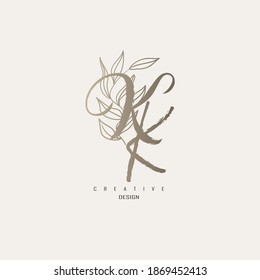 logo kk, a beauty logo inspired by organic leaves for beauty