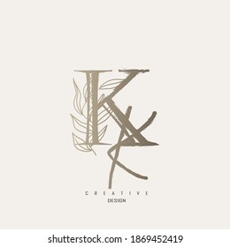 logo kk, a beauty logo inspired by organic leaves for beauty