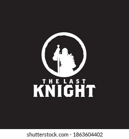 logo of Knight surrender with holding a saber in his hand template
