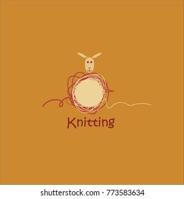 Logo knitting. A ball of yarn. Vector goat.