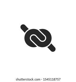 Logo knot in the form of infinity shape simple black and white emblem tightly knotted knot icon
