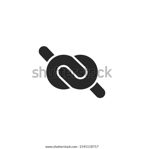 Logo knot in the form of\
infinity shape simple black and white emblem tightly knotted knot\
icon