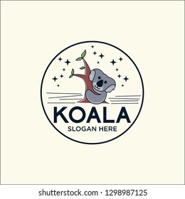 logo Koala simple, Australia watercolor set.Cute koala with on eucalyptus tree.Watercolor animals.Perfect for wallpaper,print,packaging,invitations,Baby shower,patterns,travel,logos etc - Vector