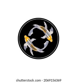 logo of koi fish isolated on white background. illustration vector