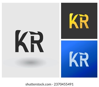 Logotipo KR Monograma con forma de letra para la aplicación de la empresa