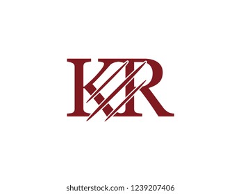 the logo of the KR letter with the style of scratching the incision