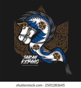 Logo Kuda Lumping Javanese Jaran Kepang or Jathilan Indonesian Kuda Lumping or Kuda Kepang Flat Horse traditional Javanese dance