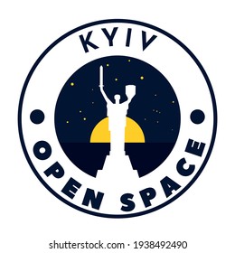 logo for Kyiv open space location. motherland statue.
