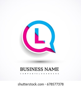 logo L letter red and blue on circle chat icon. Vector design for your logo application for company identity.