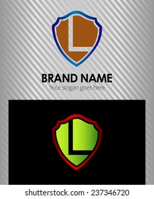 Logo L letter with shield symbol