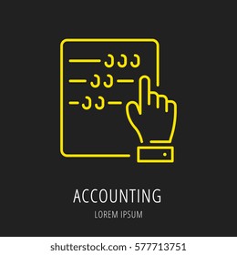 Logo or label accounting. Line style logotype. Easy to use accounting template. Vector abstract sign or emblem.