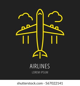 logo or label airlines. Line style logotype template. Easy to use business template. Vector abstract logo or emblem.
